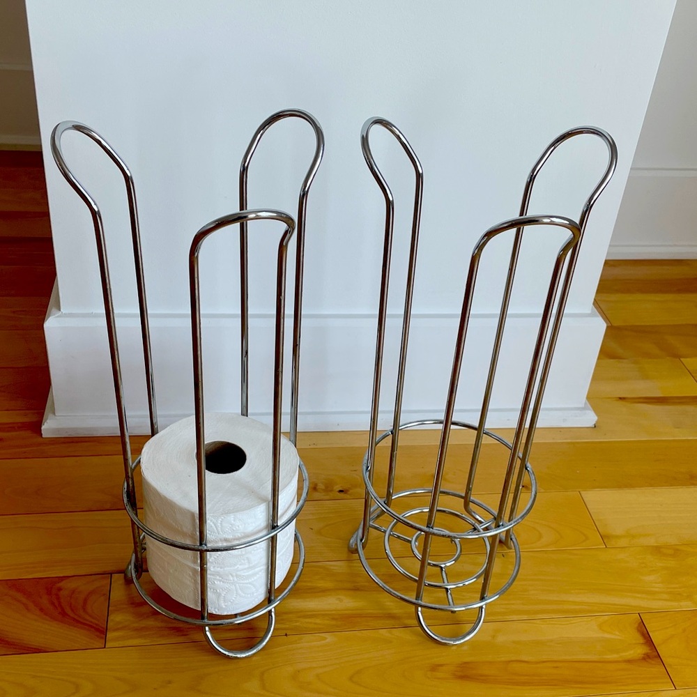 Silver Metal Toilet Paper Holder Set